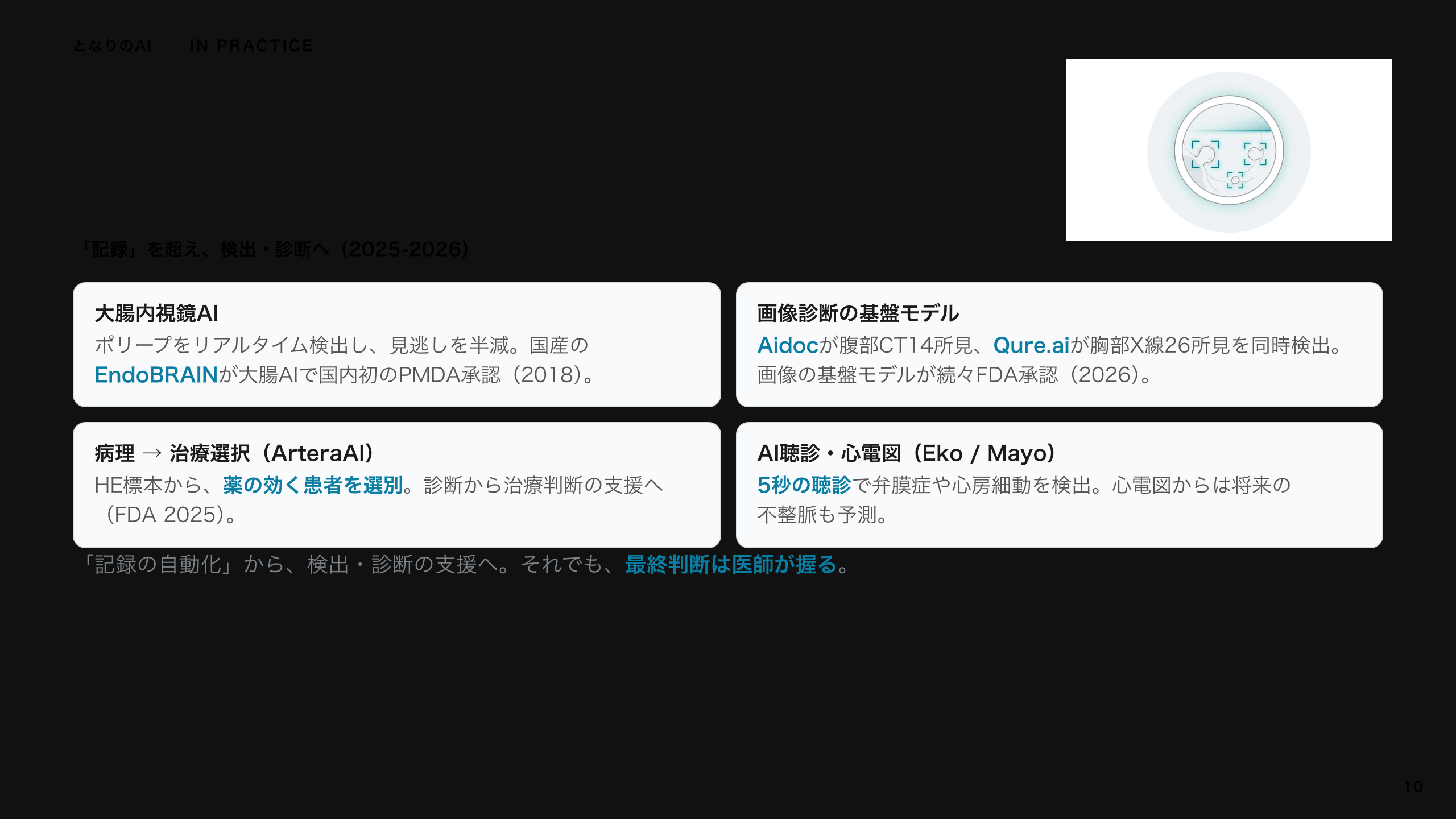 スライド 10：「記録」を超え、検出・診断へ