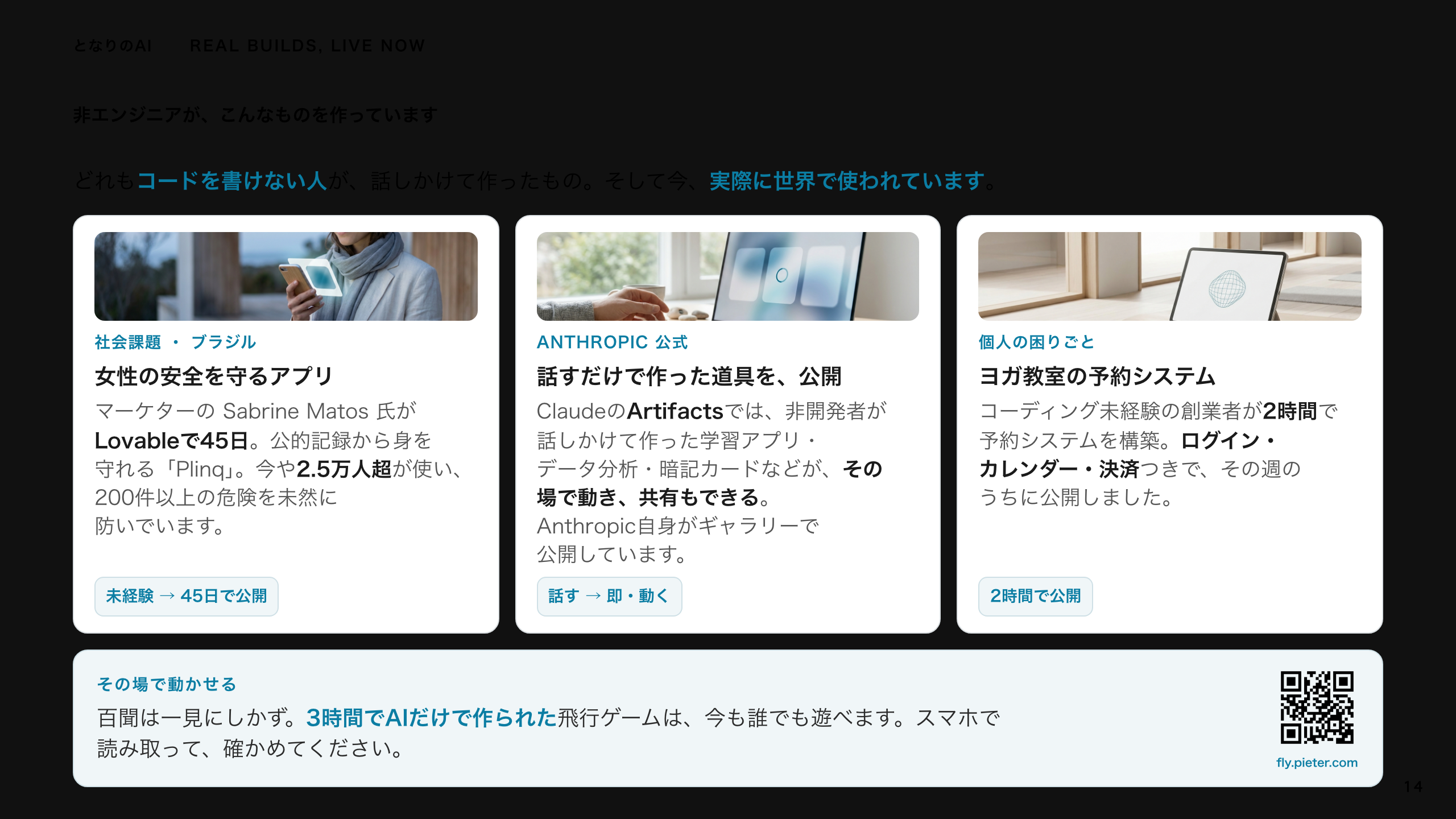 スライド 14：非エンジニアが、こんなものを作っています