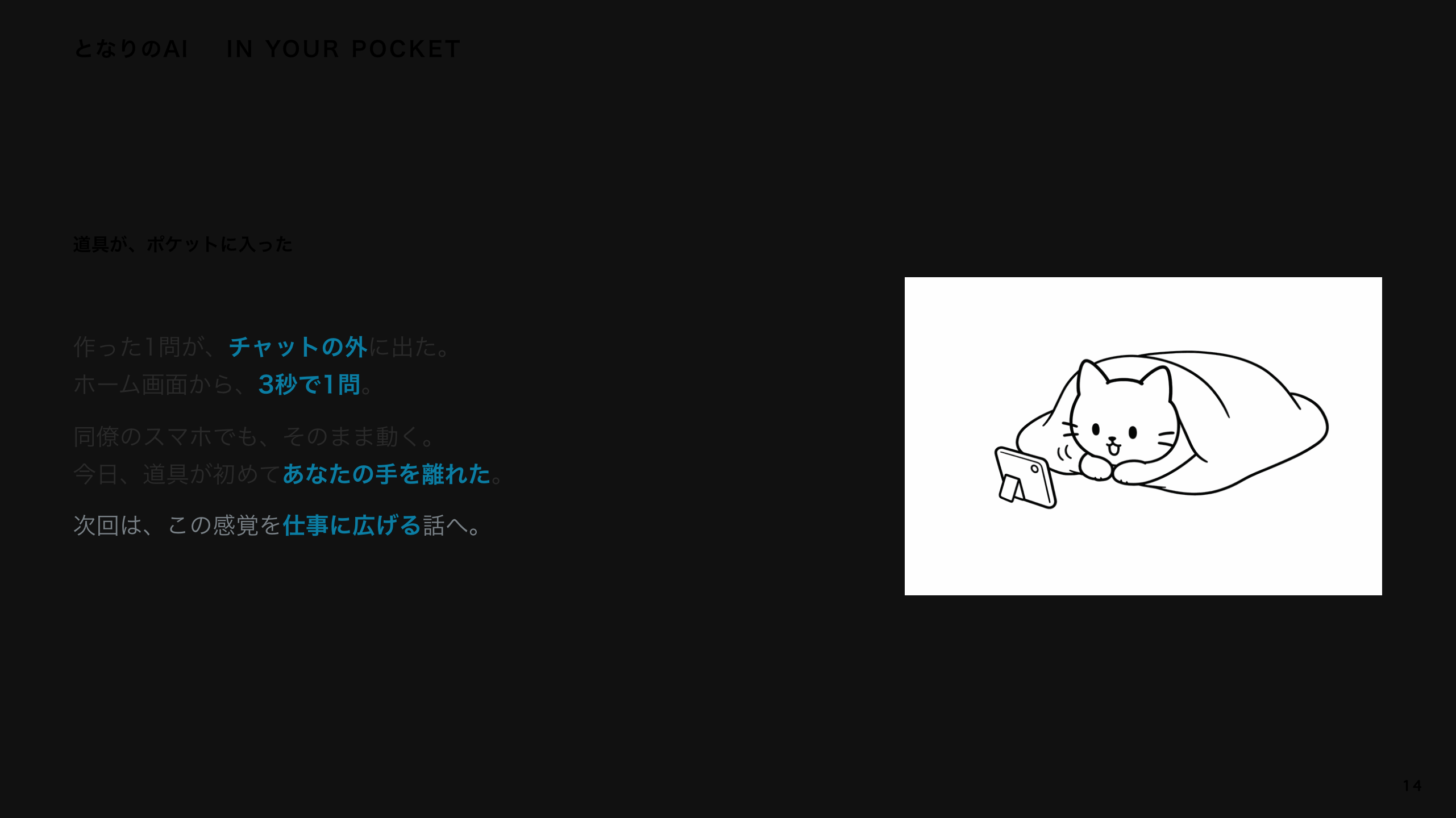 スライド 14：今日、道具がポケットに入った
