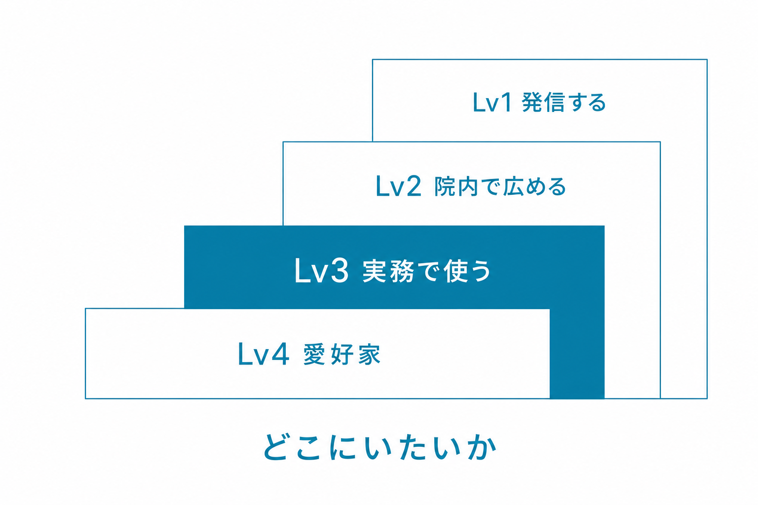 4つのレベル：愛好家・実務で使う・院内で広める・発信する