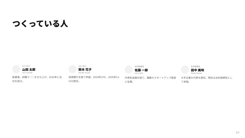 つくっている人を並べたスライド